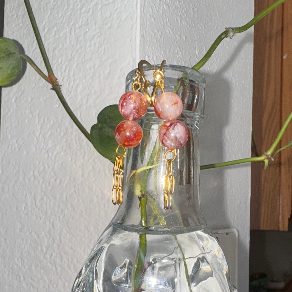 Handmade Fire Quartz Dangle Earrings